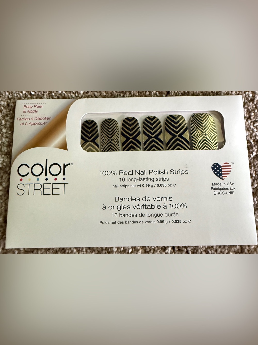 Color Street Black and Gold V-Stripe Nail Strips